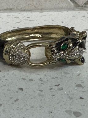 Jaguar Black Enamel and Gold Bracelet